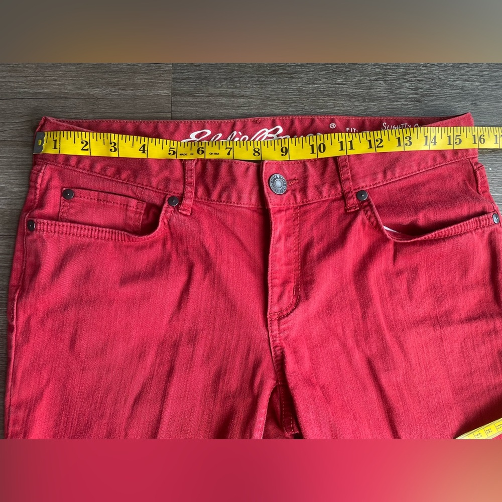 Eddie Bauer Slightly Curvy Skinny Denim Jeans Womens 6 Low Rise Colorful Red - Picture 11 of 16